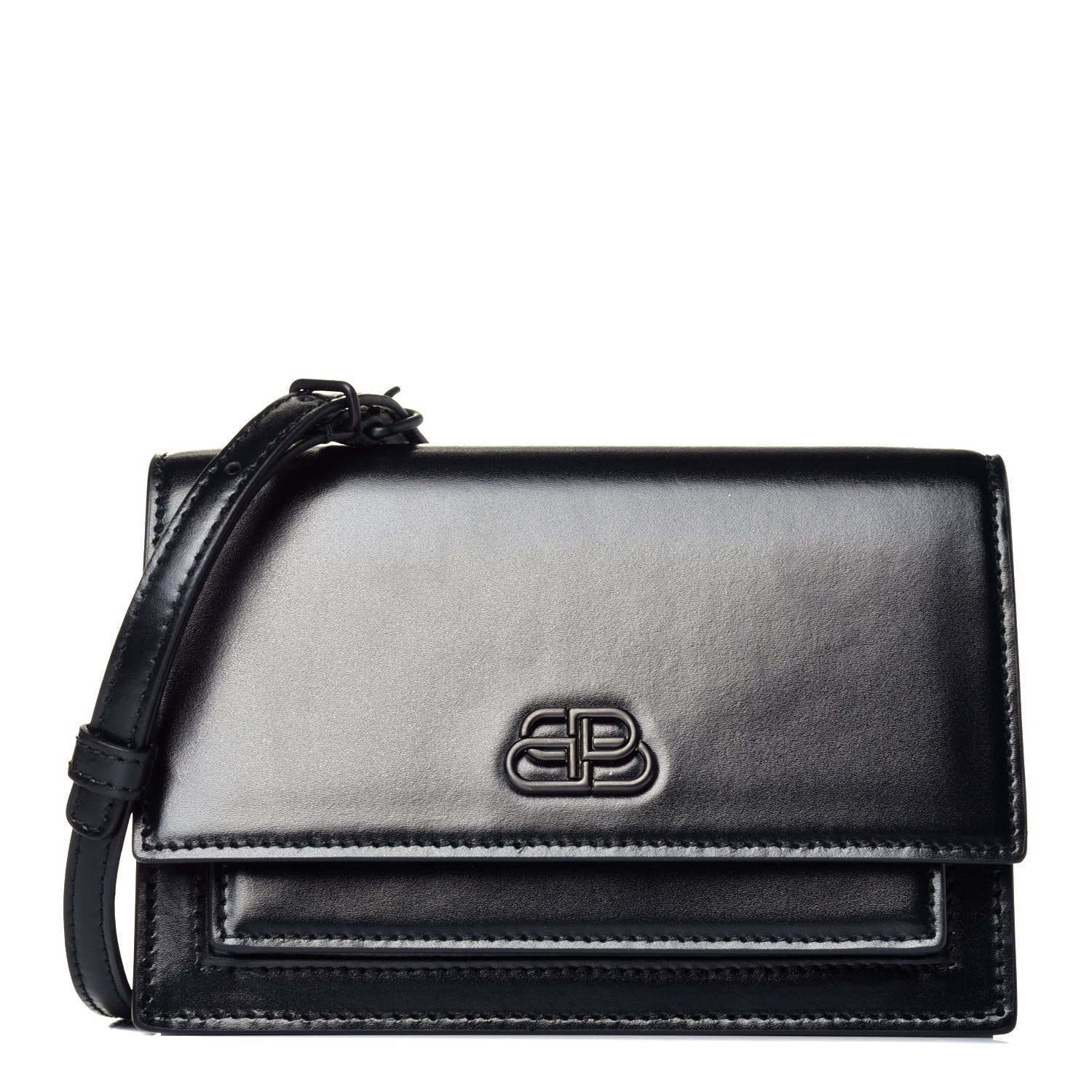 Balenciaga Shiny Box Calfskin Monochrome XS Sharp Belt Bag Black 1 of 8
