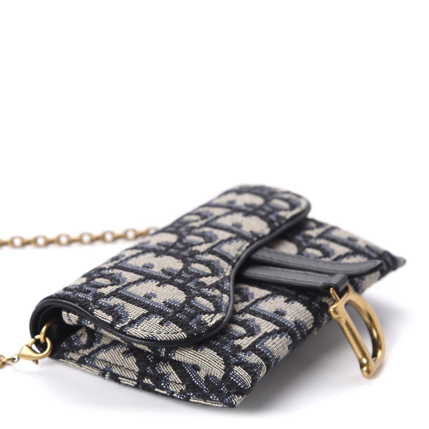 Oblique Nano Saddle Chain Pouch Blue