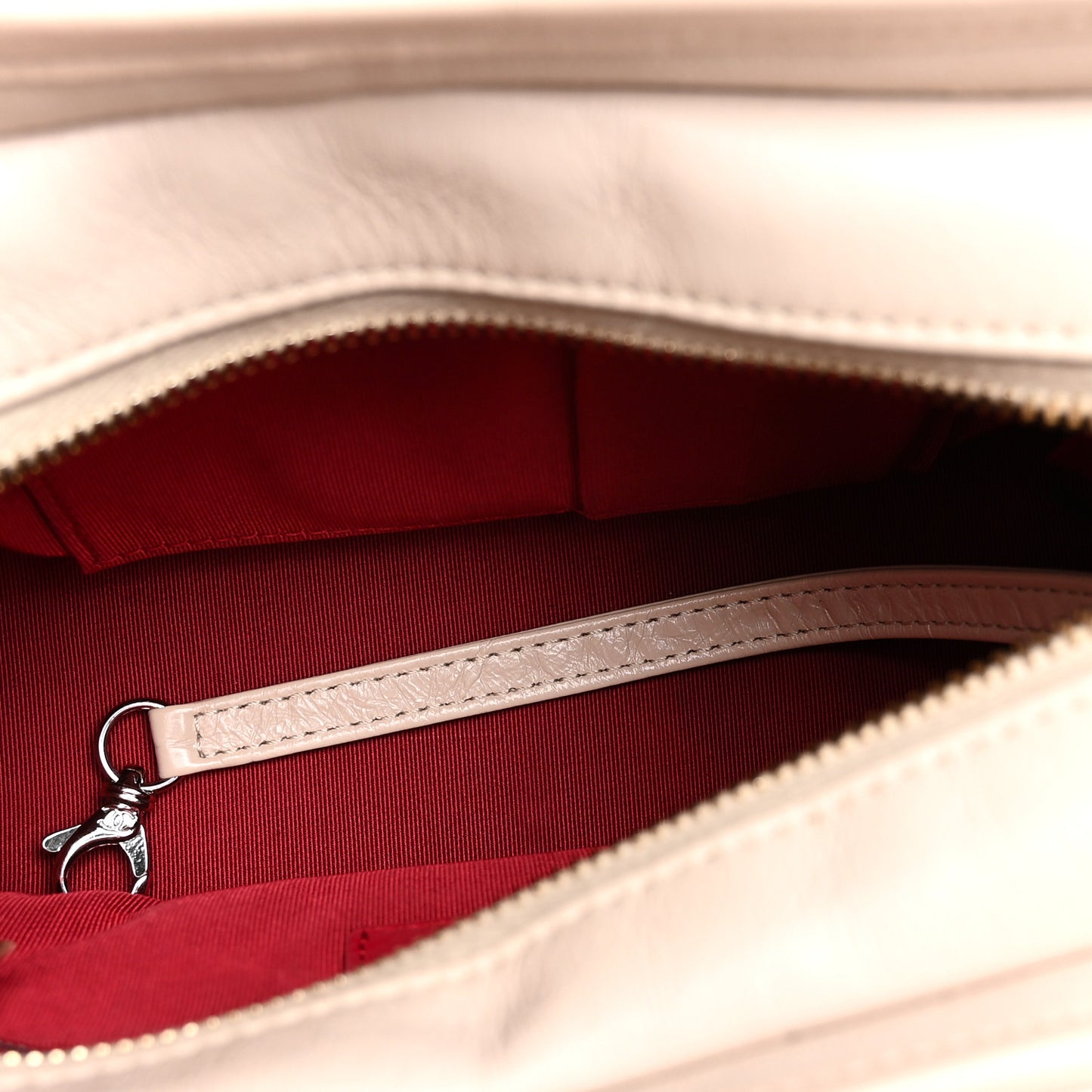 Aged Calfskin Chevron Quilted Small Gabrielle Hobo Ivory