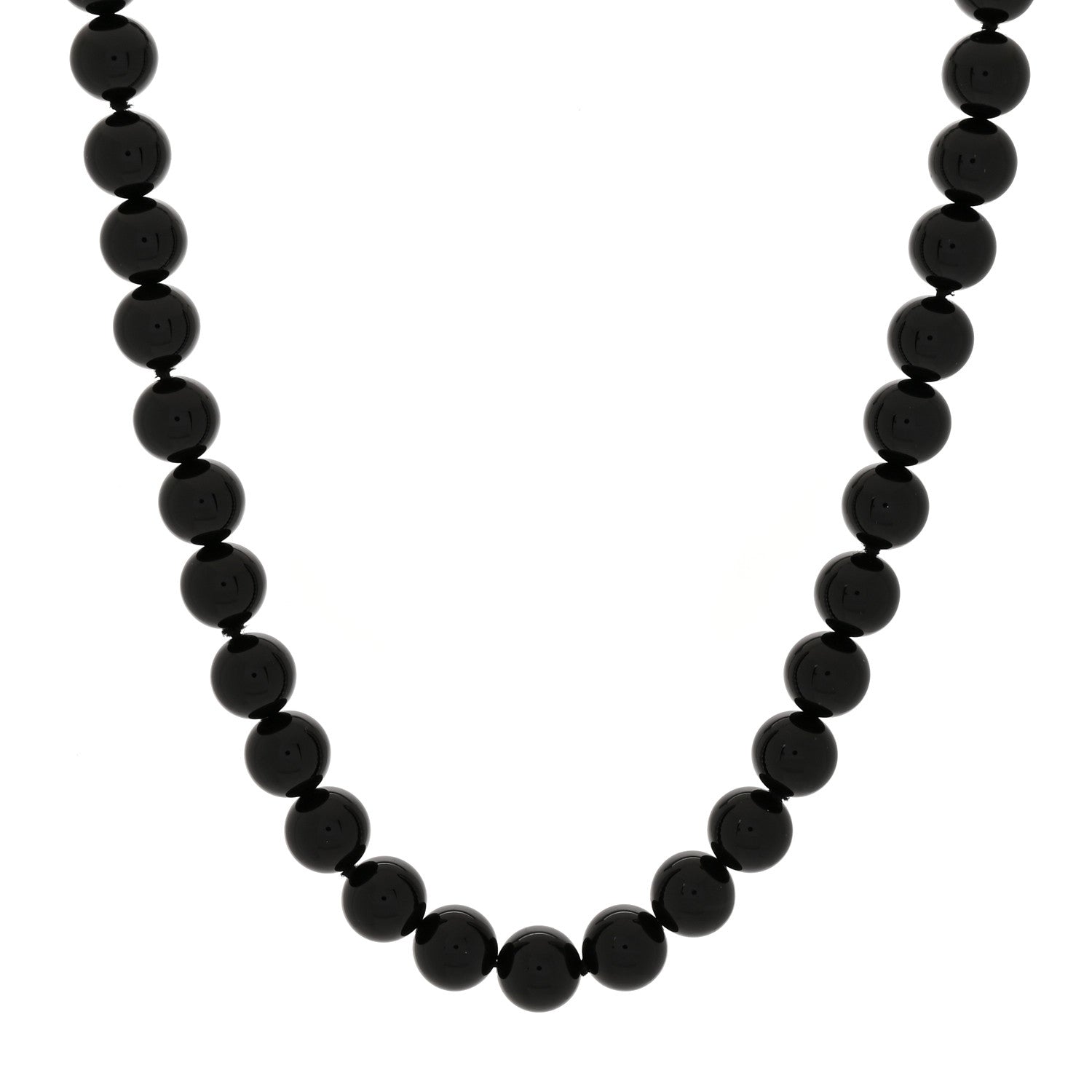 Tiffany Sterling Silver Black Onyx 10mm Bead Necklace 1 of 5