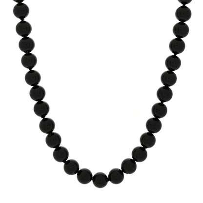 Tiffany Sterling Silver Black Onyx 10mm Bead Necklace 1 of 5