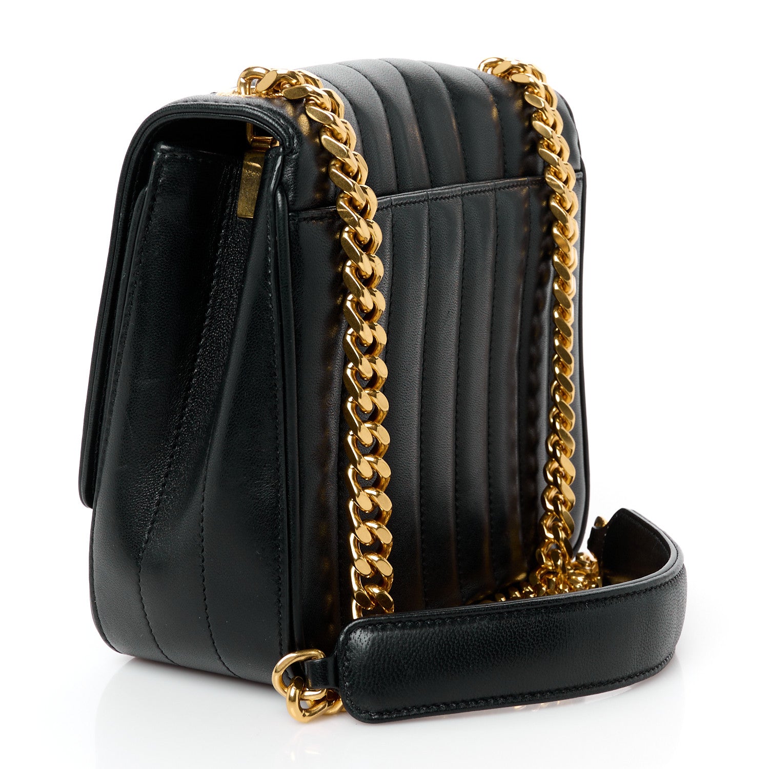 Saint Laurent Lambskin Matelasse Monogram Medium Vicky Chain Bag Black 3 of 11
