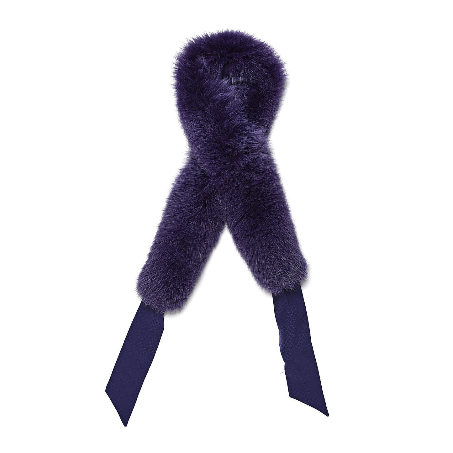 Silk Fox Fur Panel Scarf Purple