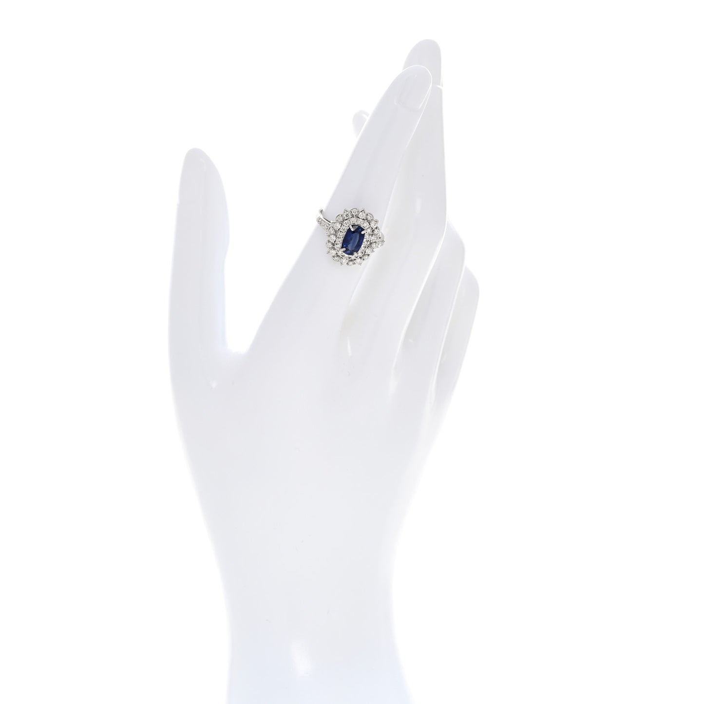 Platinum Diamond Blue Sapphire .61ctw Double Halo Ring 53 6.25