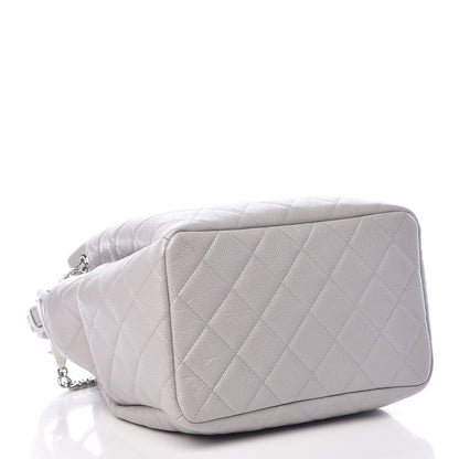Chanel Grained Calfskin Quilted Medium CC Chain Bucket Drawstring Bag Light Grey 4 of 10