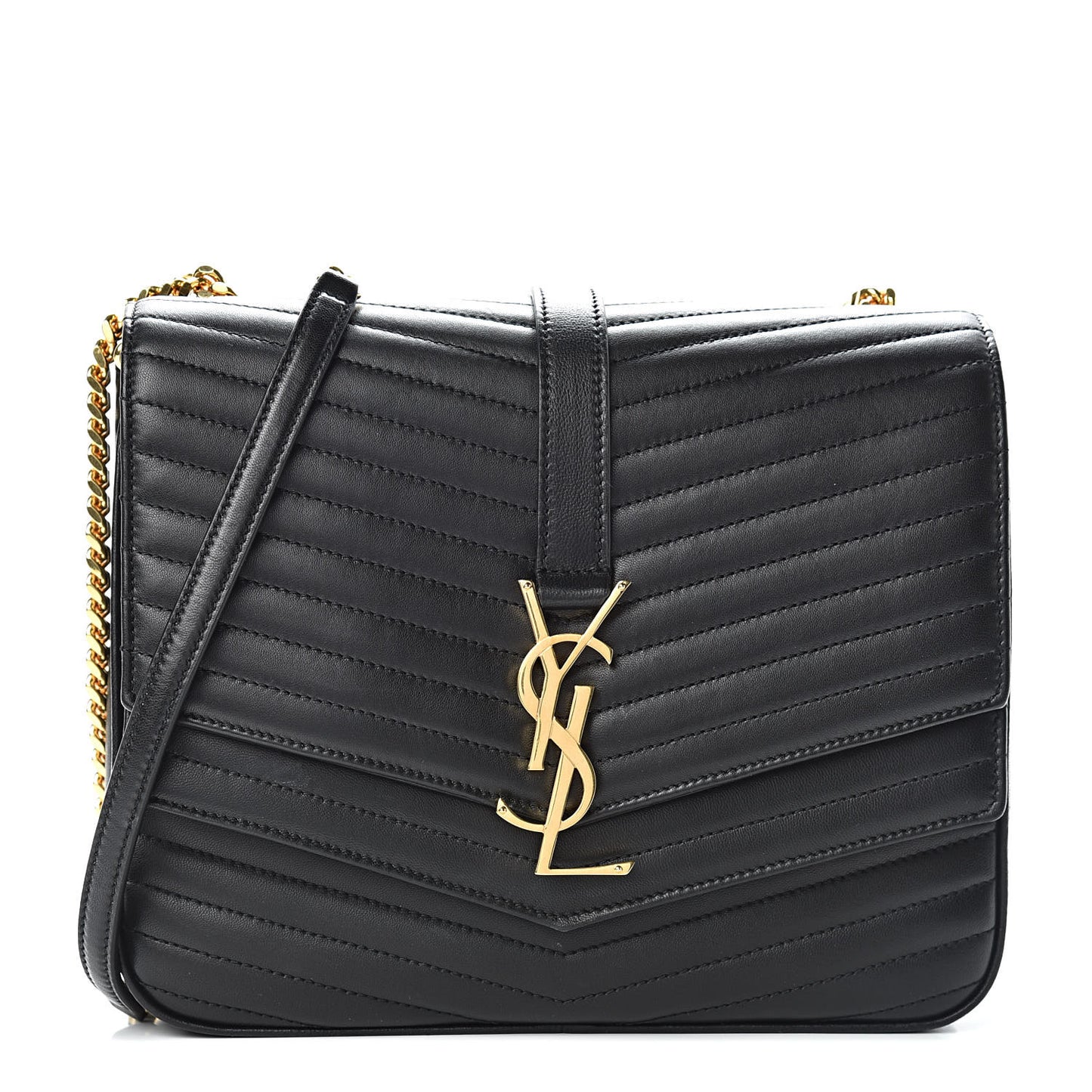 Lambskin Matelasse Chevron Monogram Medium Sulpice Bag Black