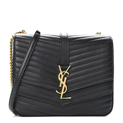 Saint Laurent Lambskin Matelasse Chevron Monogram Medium Sulpice Bag Black 1 of 18