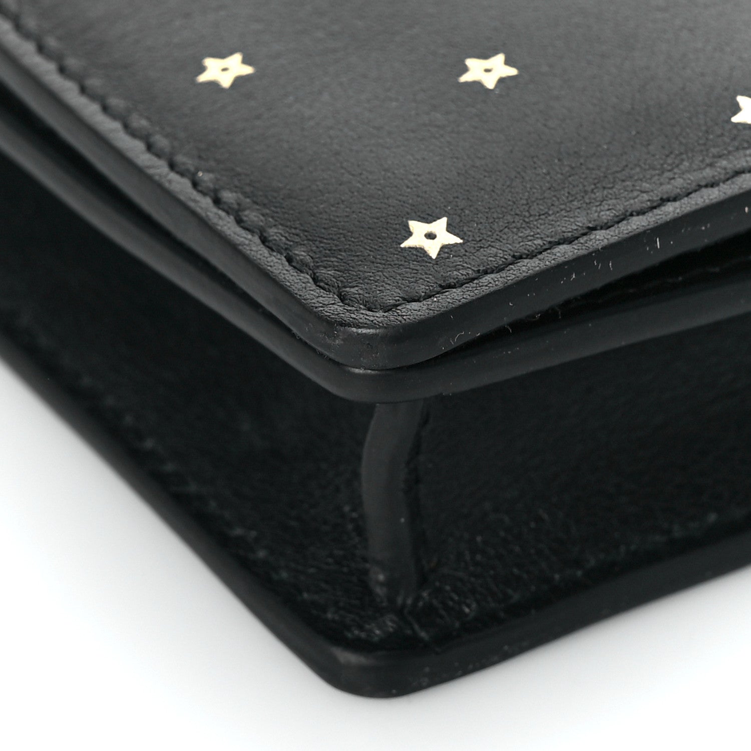 Christian Dior Calfskin Embossed Stars Wallet on Chain Black Gold 6 of 8
