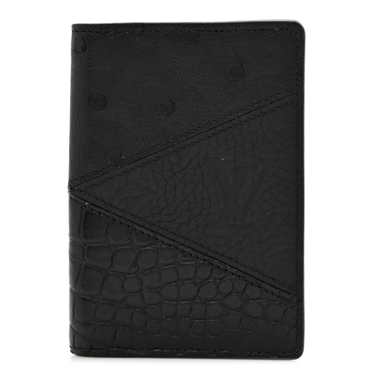 Ostrich Crocodile Pocket Organizer Black