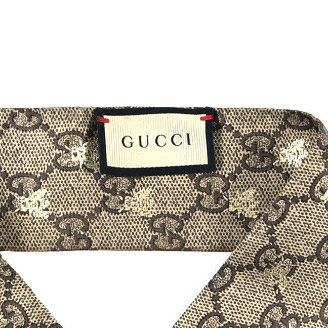 Gucci Silk Twill GG Monogram GG Bee Neck Bow Scarf Black Red 2 of 3