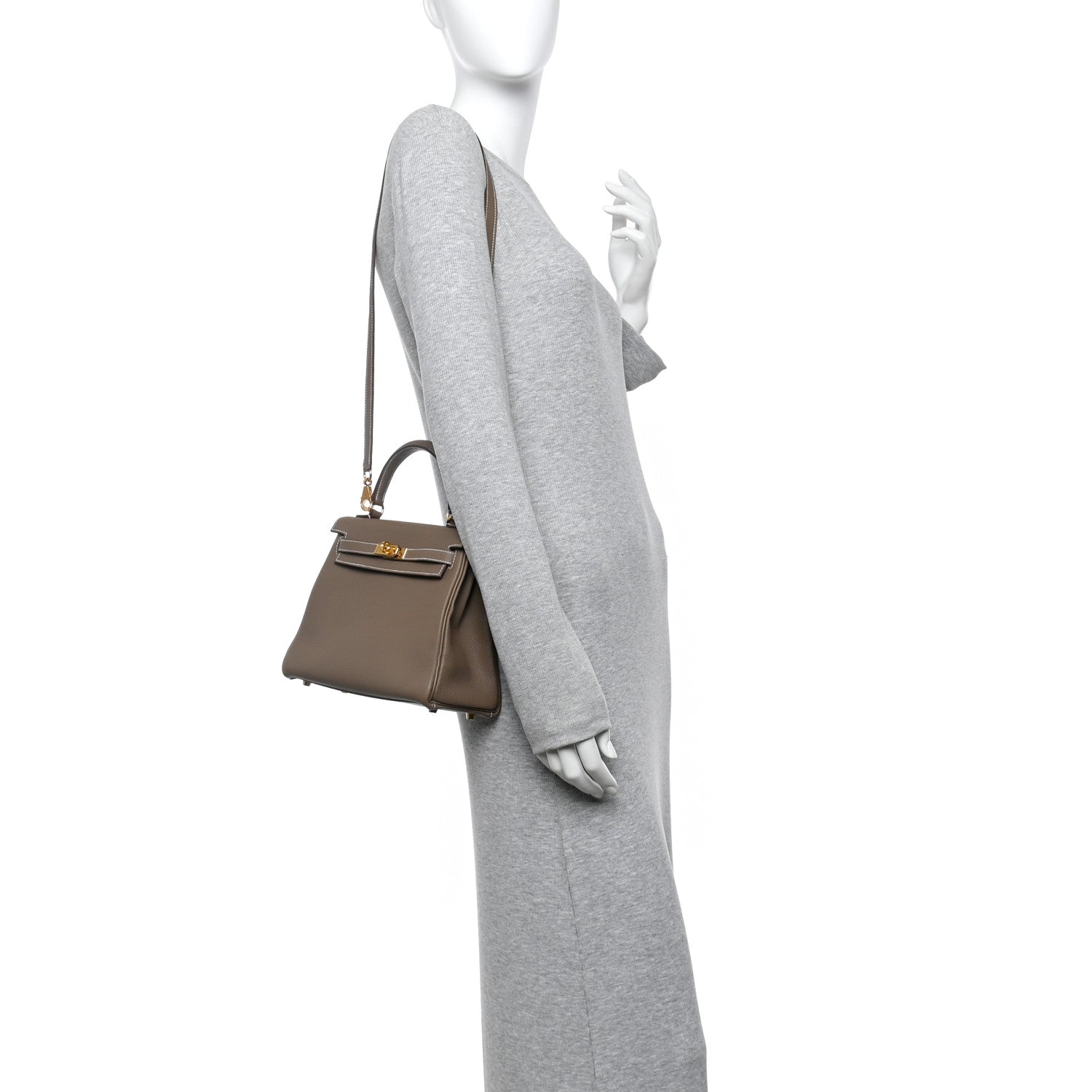 Hermes Togo Kelly Retourne 25 Etoupe 2 of 11