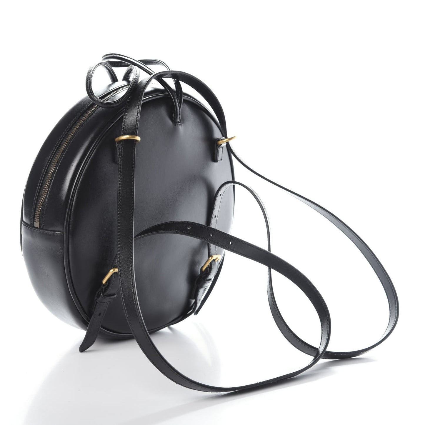 Calfskin LA Round Backpack Black Gold