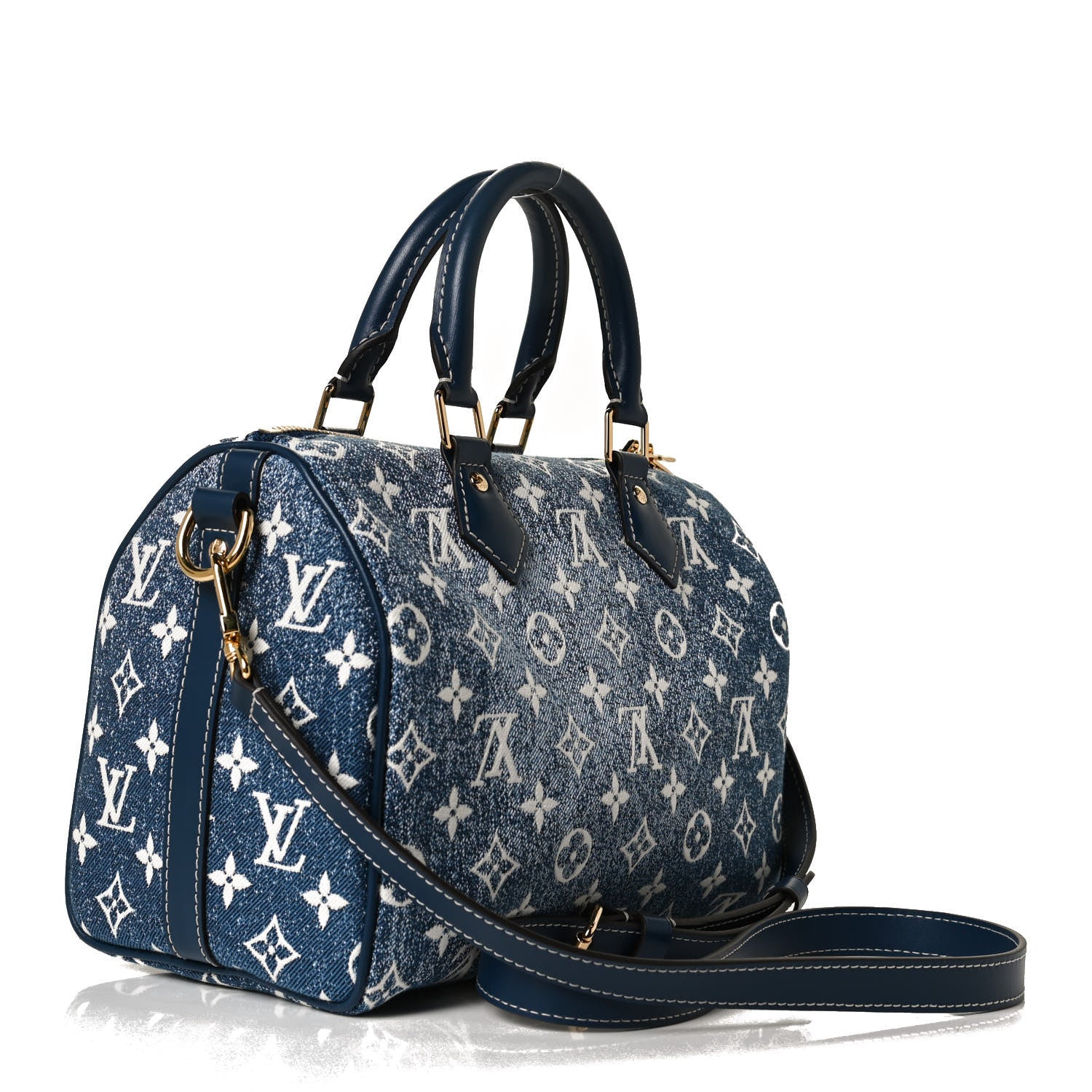 Louis Vuitton Monogram Jacquard Denim Speedy Bandouliere 25 Bleu 3 of 12