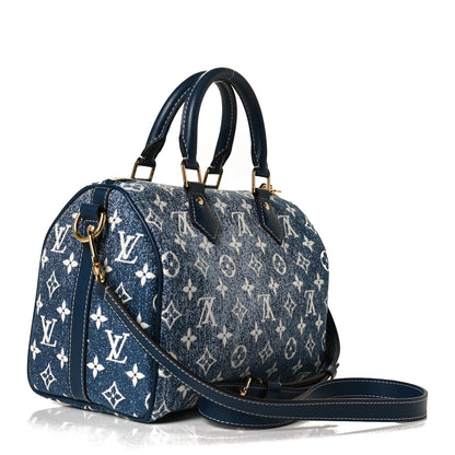 Louis Vuitton Monogram Jacquard Denim Speedy Bandouliere 25 Bleu 3 of 12