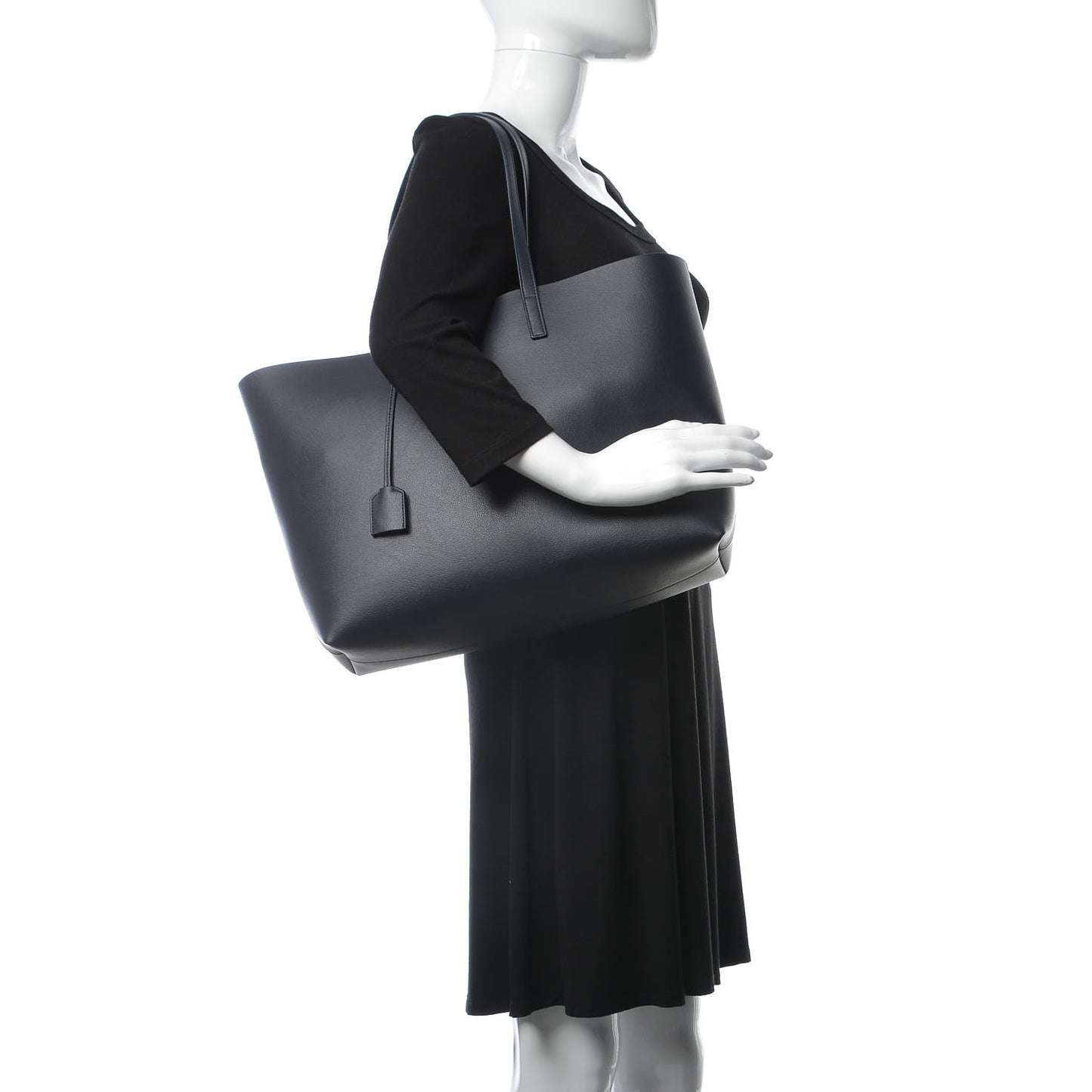 Calfskin Large Shopping Tote Navy Blue
