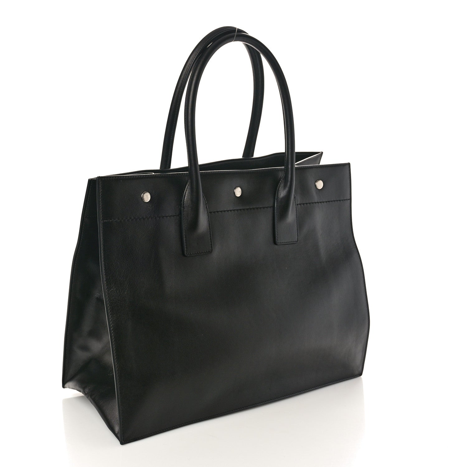 Saint Laurent Smooth Calfskin Rive Gauche Small Tote Black 3 of 9