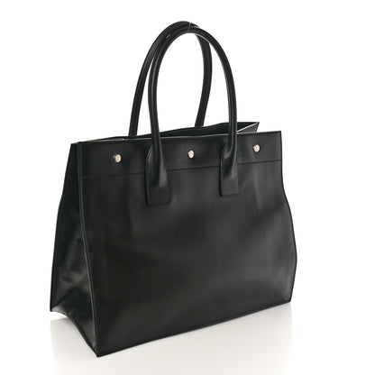 Saint Laurent Smooth Calfskin Rive Gauche Small Tote Black 3 of 9