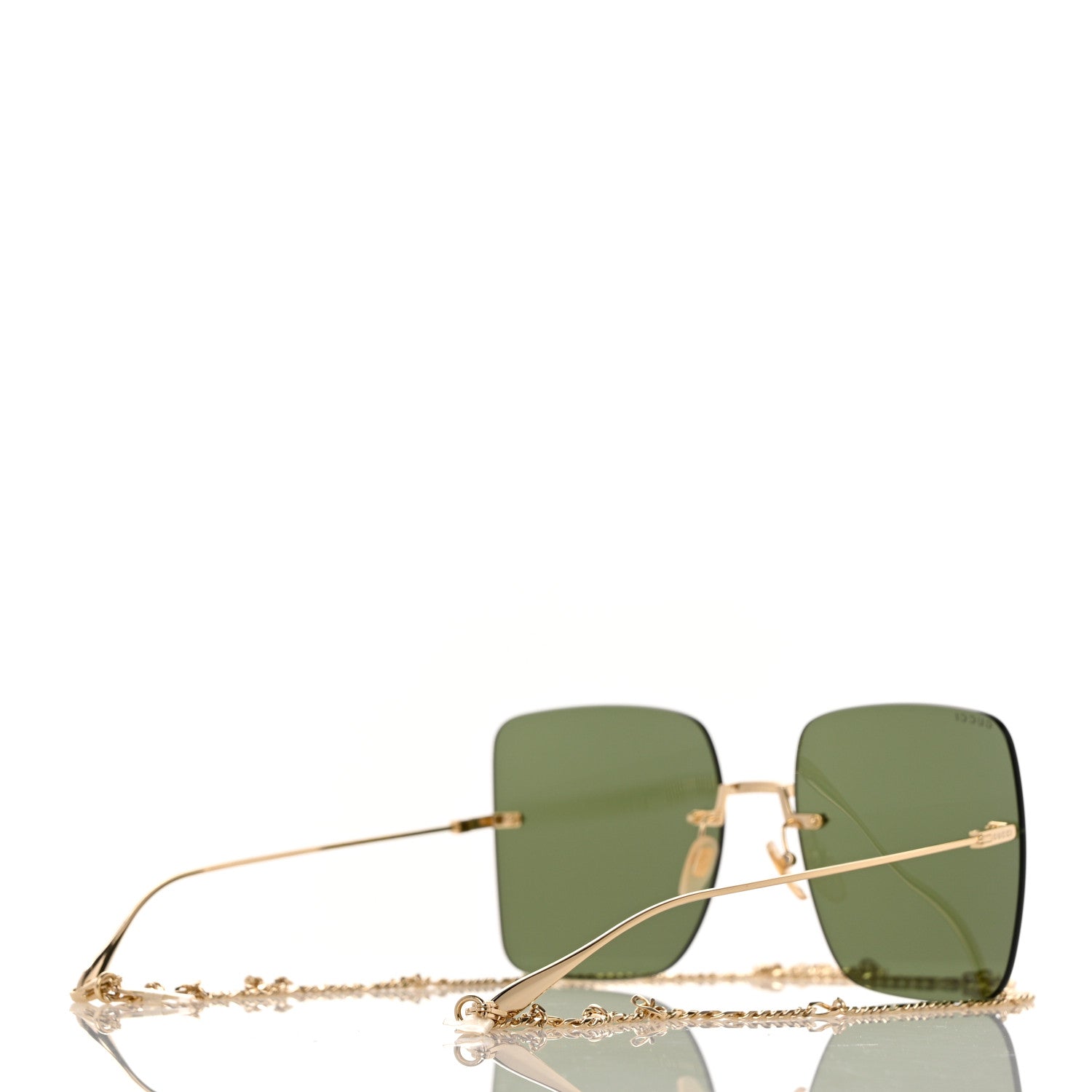 Gucci Acetate Detachable Charm Square Frame Sunglasses GG1147S Green 4 of 8