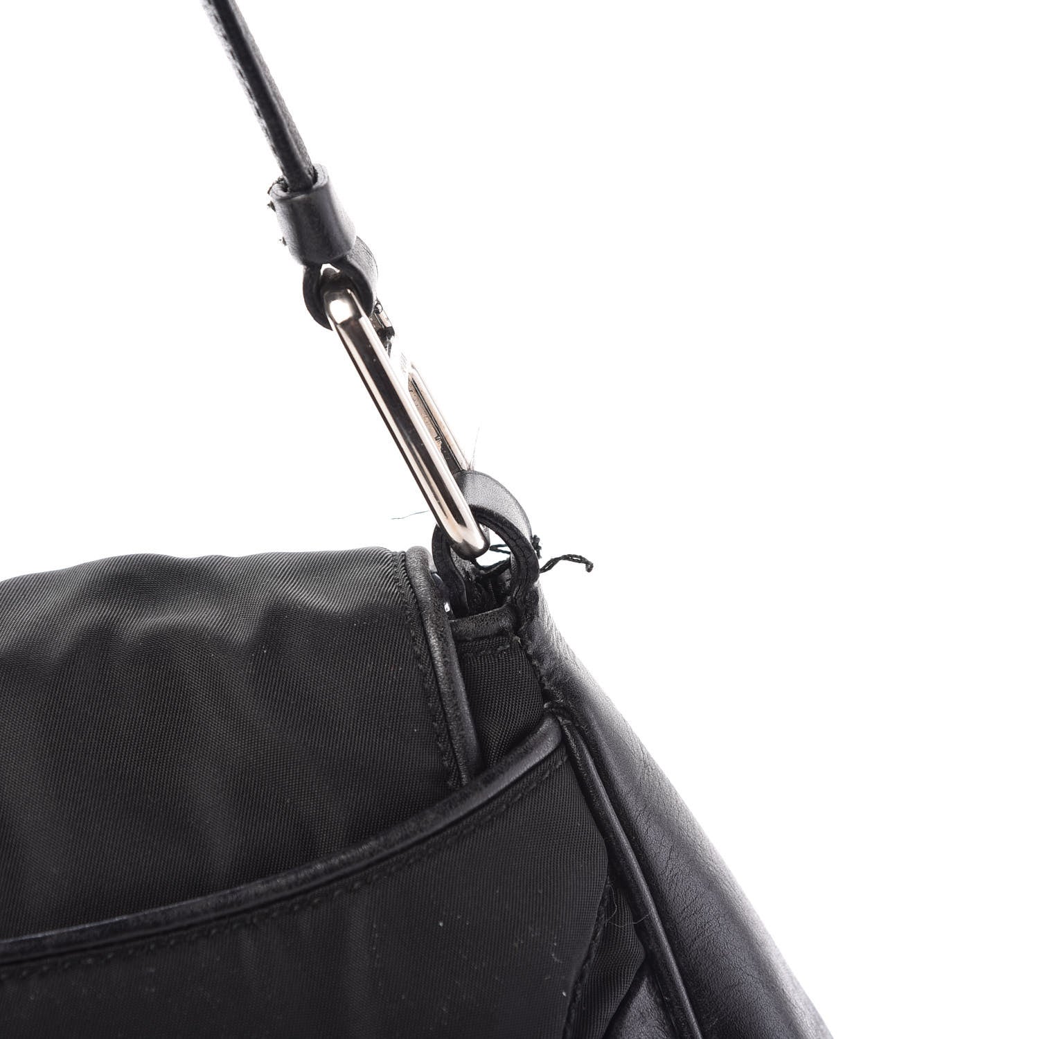 Prada Tessuto Nylon Calfskin Shoulder Bag Black 13 of 14