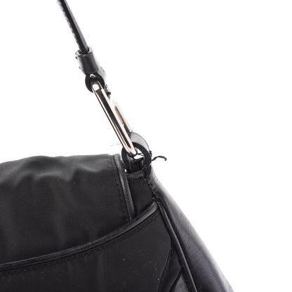 Prada Tessuto Nylon Calfskin Shoulder Bag Black 13 of 14