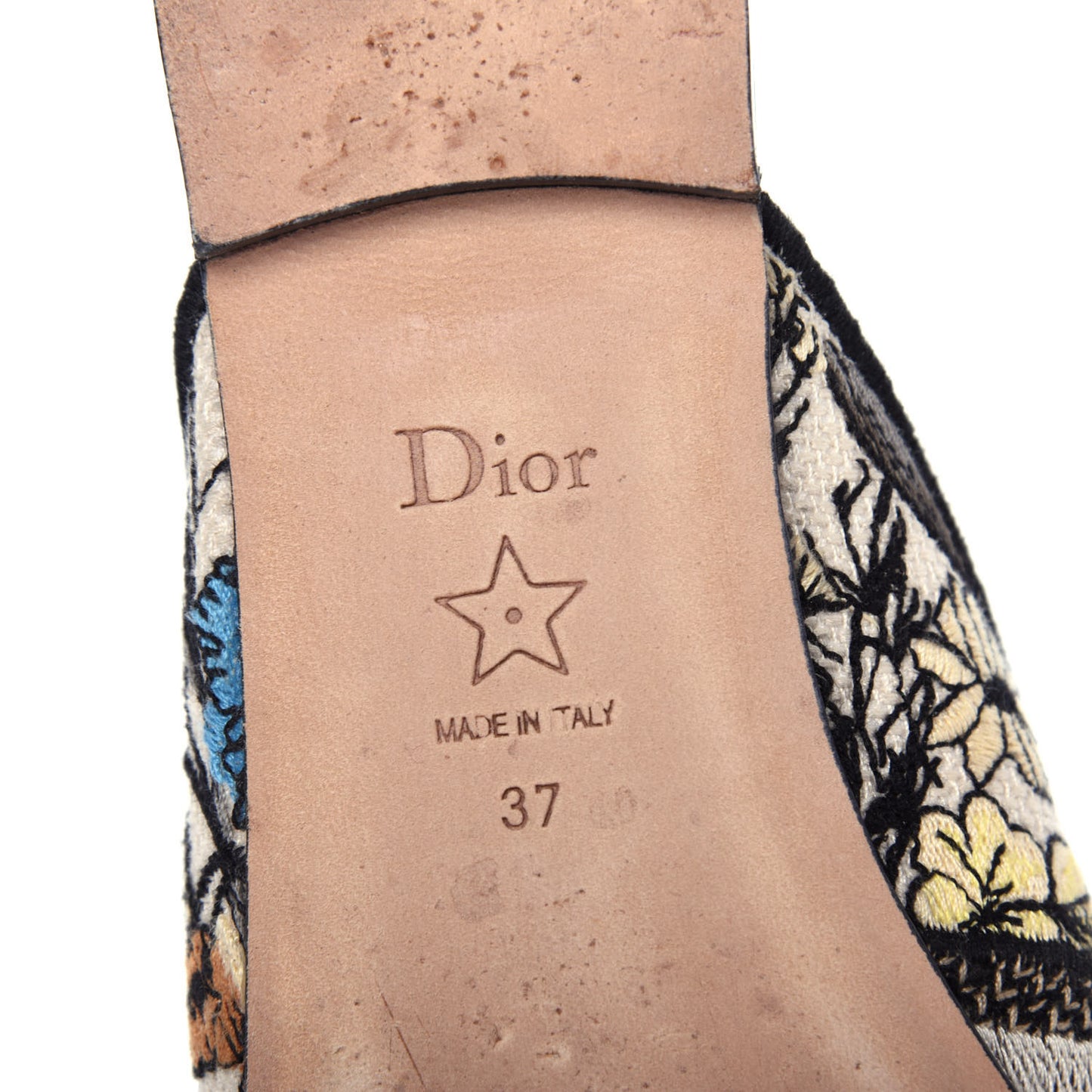 Canvas Cotton Embroidered Mille Fleurs Dioriviera Mules 37 Multicolor