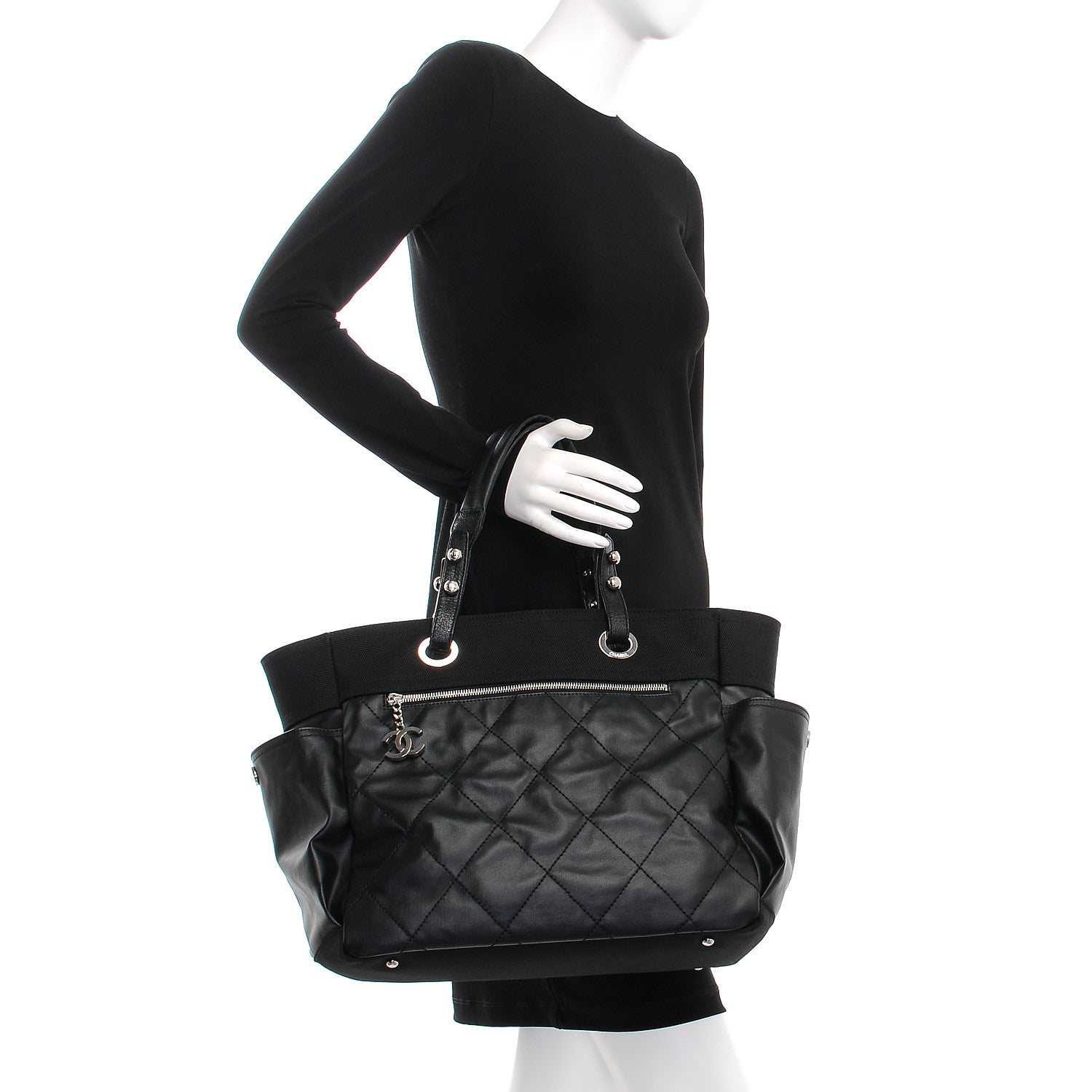 Chanel Coated Canvas Large Paris Biarritz Tote Black 2 of 9