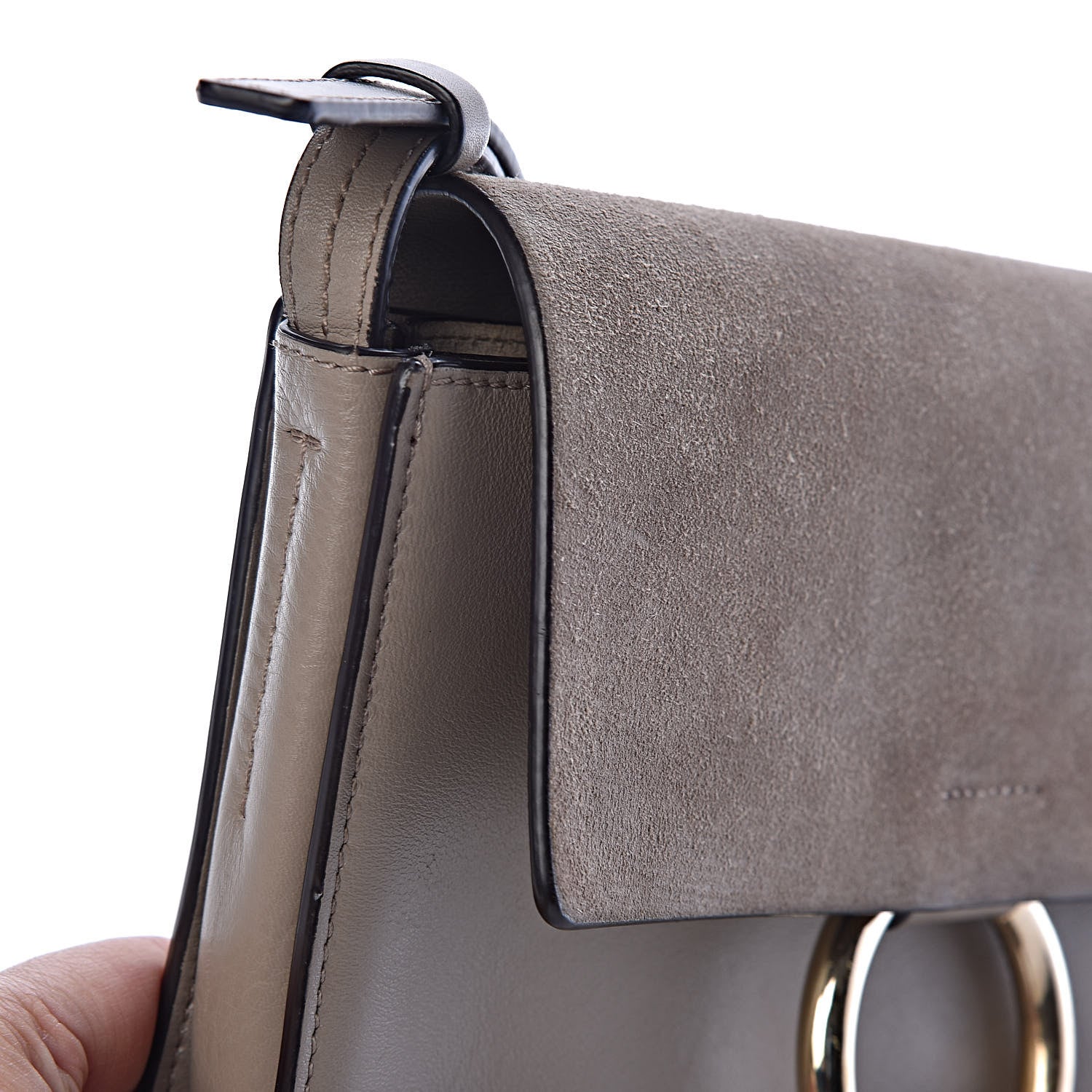 Chloe Suede Calfskin Small Faye Shoulder Bag Motty Grey 13 of 17