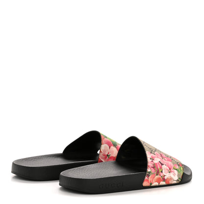Gucci GG Supreme Monogram Blooms Slide Sandals 37 Beige Multicolor 5 of 9
