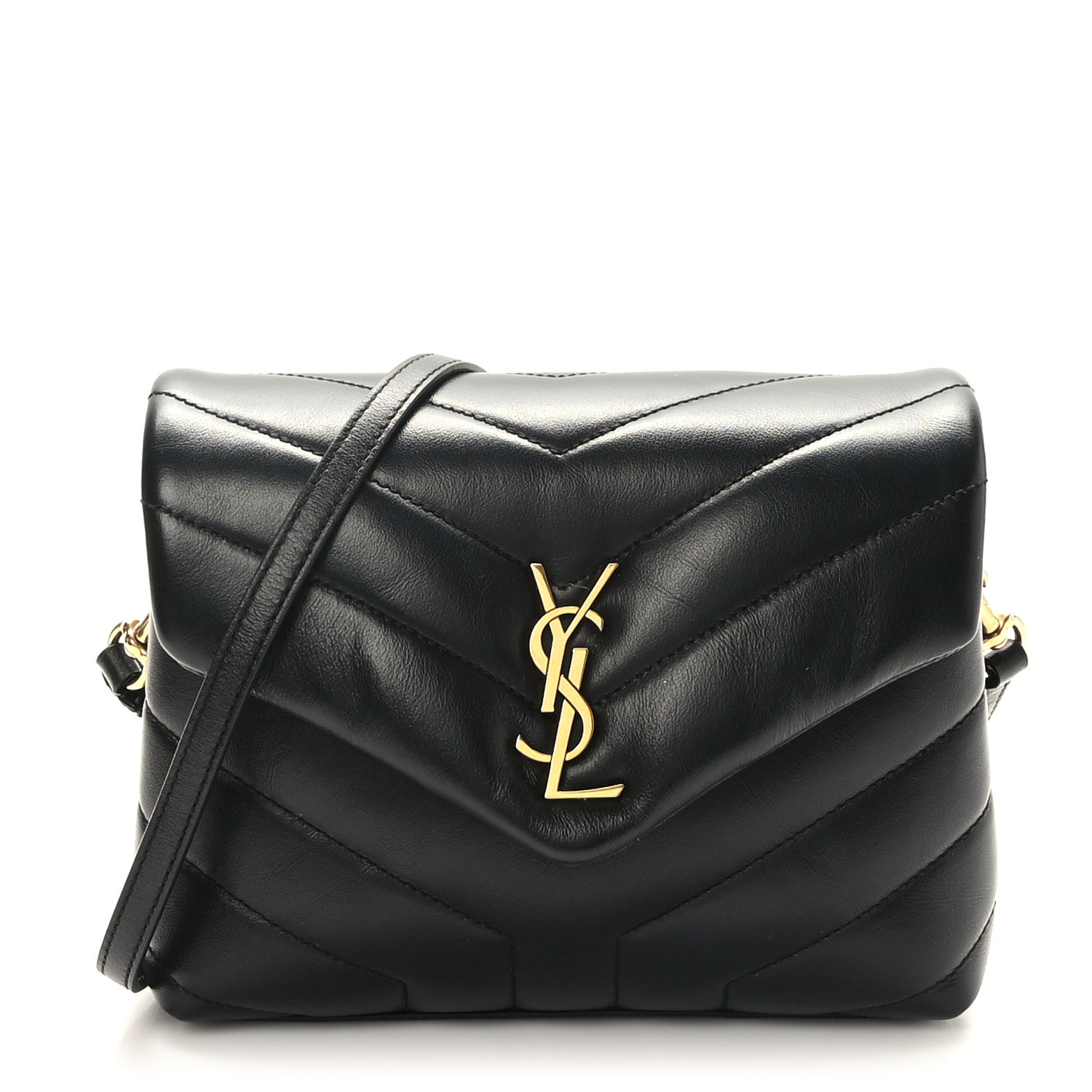 Saint Laurent Calfskin Y Quilted Monogram Toy Loulou Crossbody Bag Black 1 of 10