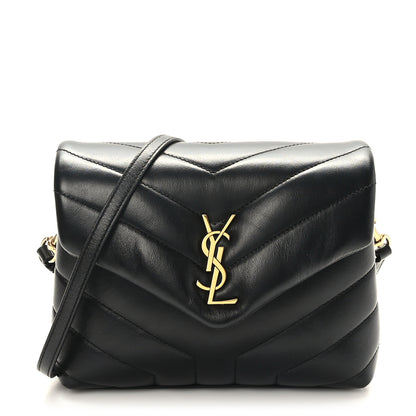 Saint Laurent Calfskin Y Quilted Monogram Toy Loulou Crossbody Bag Black 1 of 10