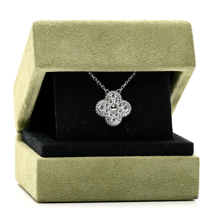 Van Cleef & Arpels 18K White Gold Diamond Vintage Alhambra Pendant Necklace 6 of 6