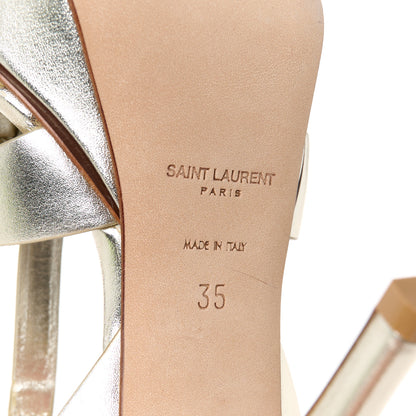 Saint Laurent Metallic Nappa Tribute 75 Platform Sandals 35 Platino 8 of 10