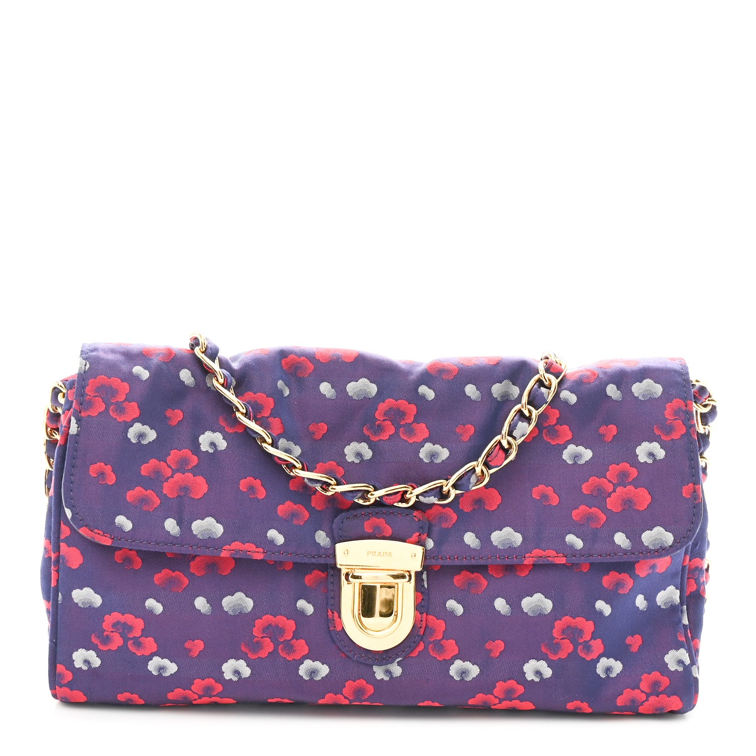 Prada Tessuto Nylon Lurex Embroidered Flap Viola 1 of 13