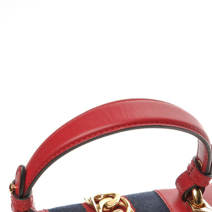 Gucci Calfskin Mini Sylvie Top Handle Bag Hibiscus Red 9 of 9