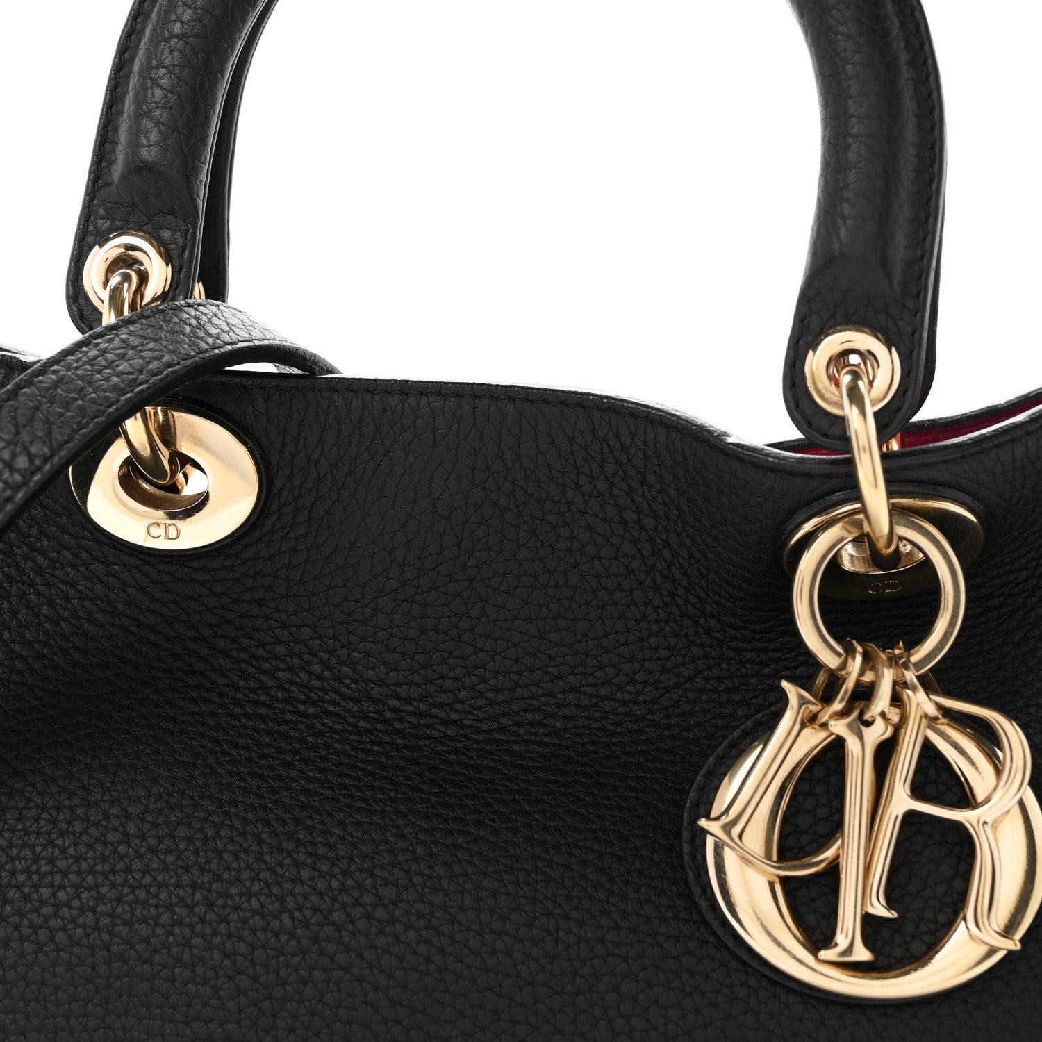 Christian Dior Bullcalf Medium Diorissimo Tote Black Rose Indien 9 of 13