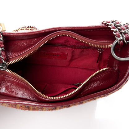 Chanel Tweed Calfskin Small Gabrielle Hobo Burgundy 5 of 12