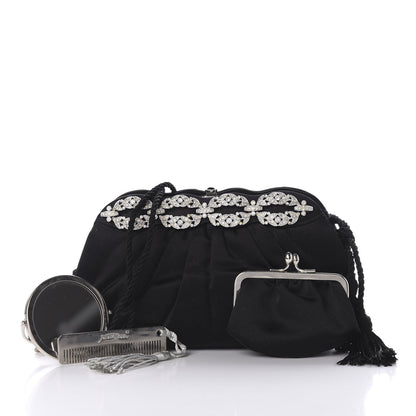 Judith Leiber Crystal Satin Pleated Clutch Black 9 of 9