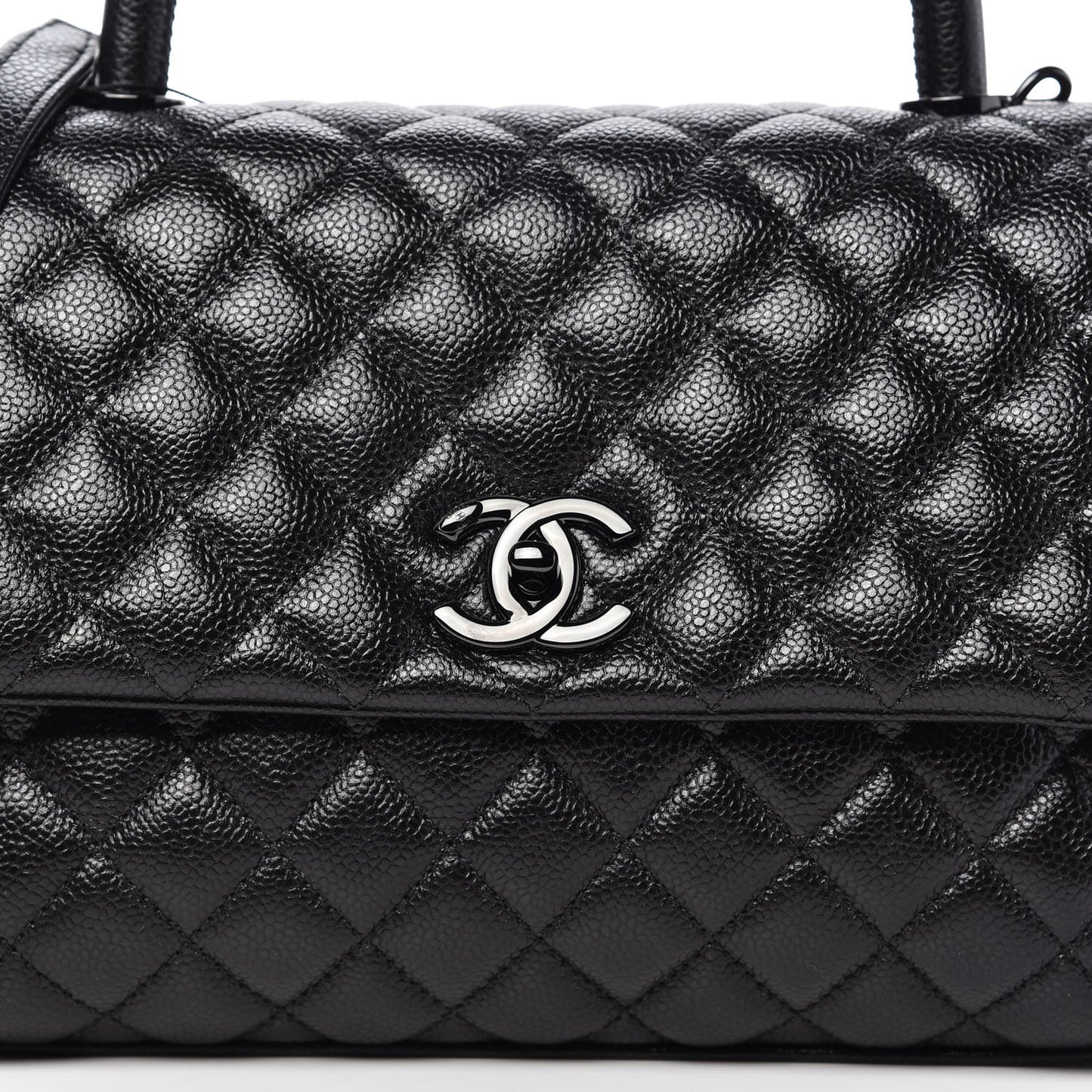 Caviar Quilted Small Coco Handle Flap So Black