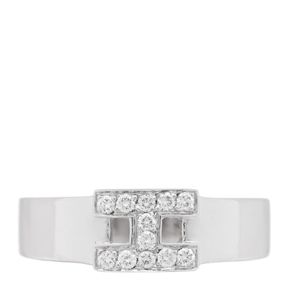 Hermes 18K White Gold Diamond H Ring 53 6.5 1 of 5