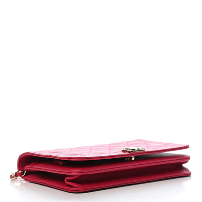 Chanel Caviar Quilted Boy Wallet On Chain WOC Fuchsia 3 of 10