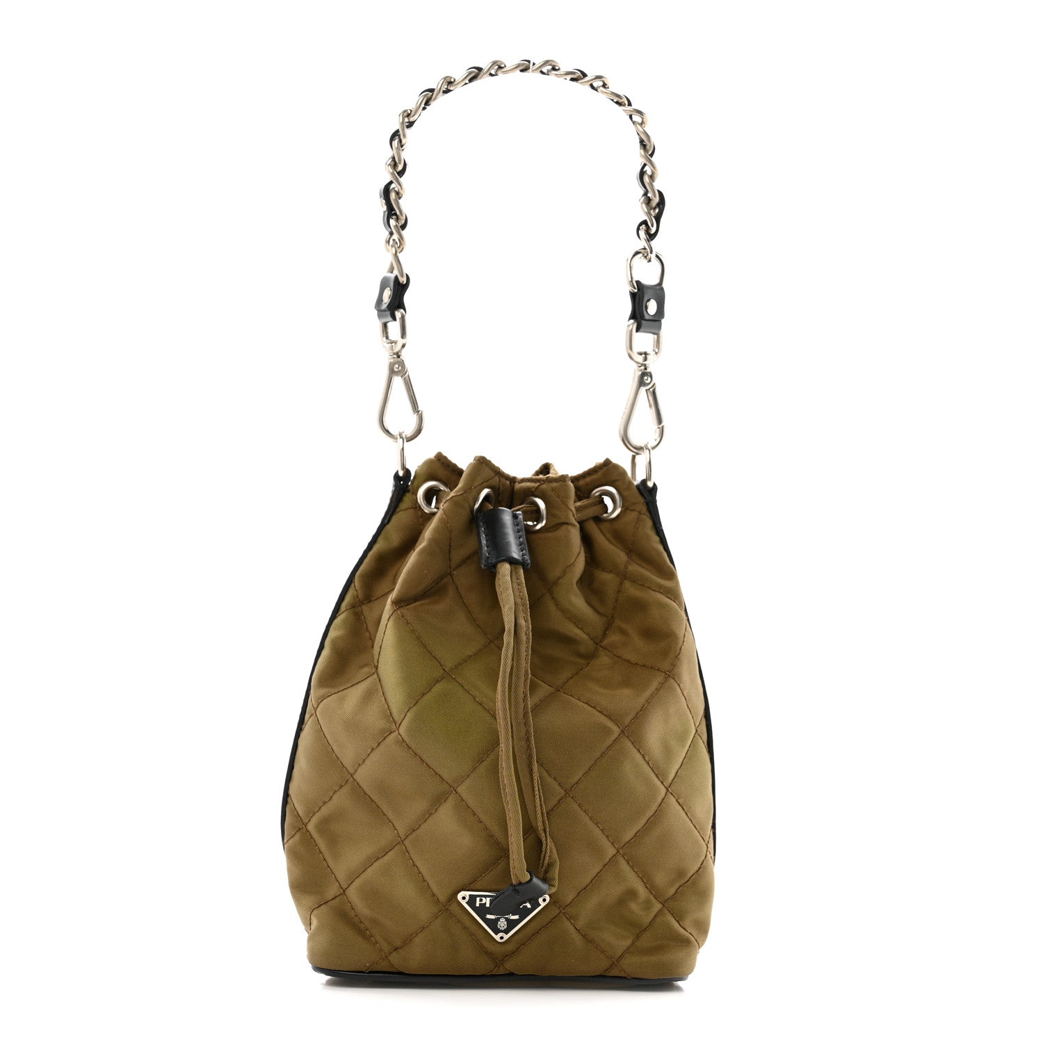 Prada Tessuto Nylon Impunturato Quilted Soft Calf Bucket Bag Antilope Black 1 of 12