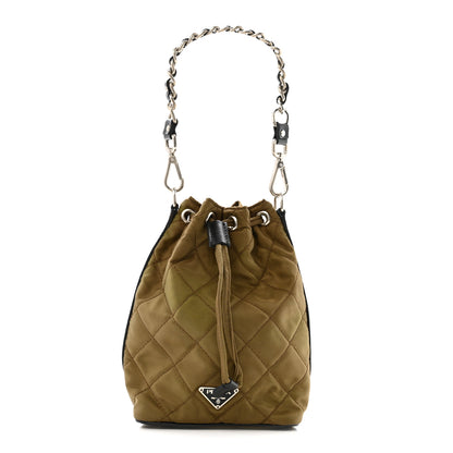 Prada Tessuto Nylon Impunturato Quilted Soft Calf Bucket Bag Antilope Black 1 of 12