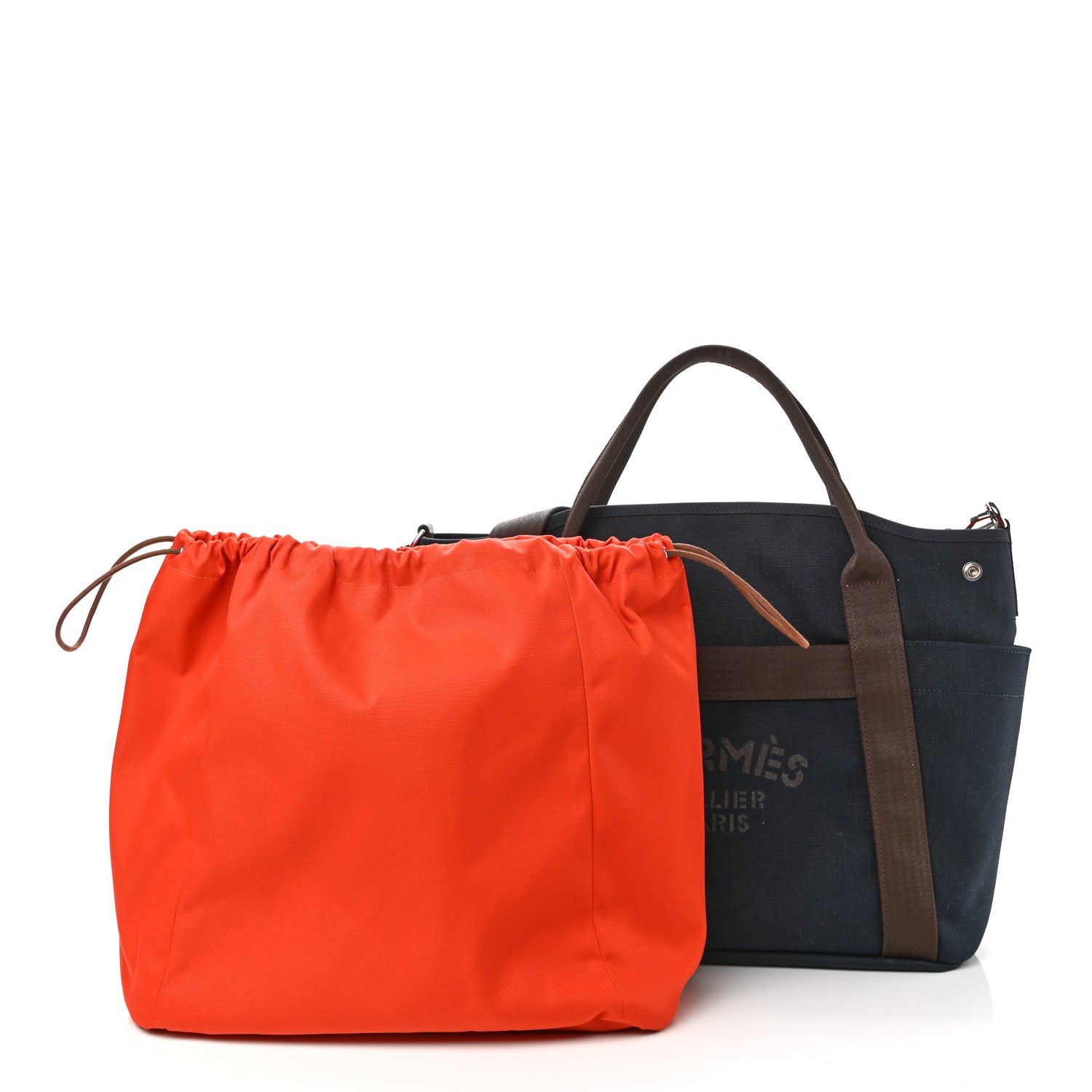 Hermes Toile Sac De Pansage Groom Bleu Navy Feu 2 of 15