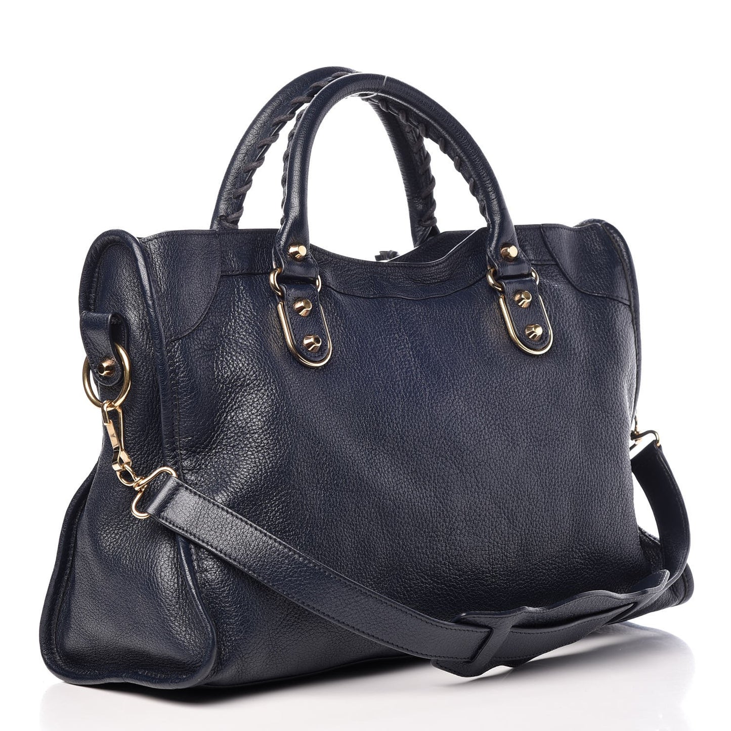 Chevre Gold Metallic Edge Hardware City Bleu Nuit Dark Sea