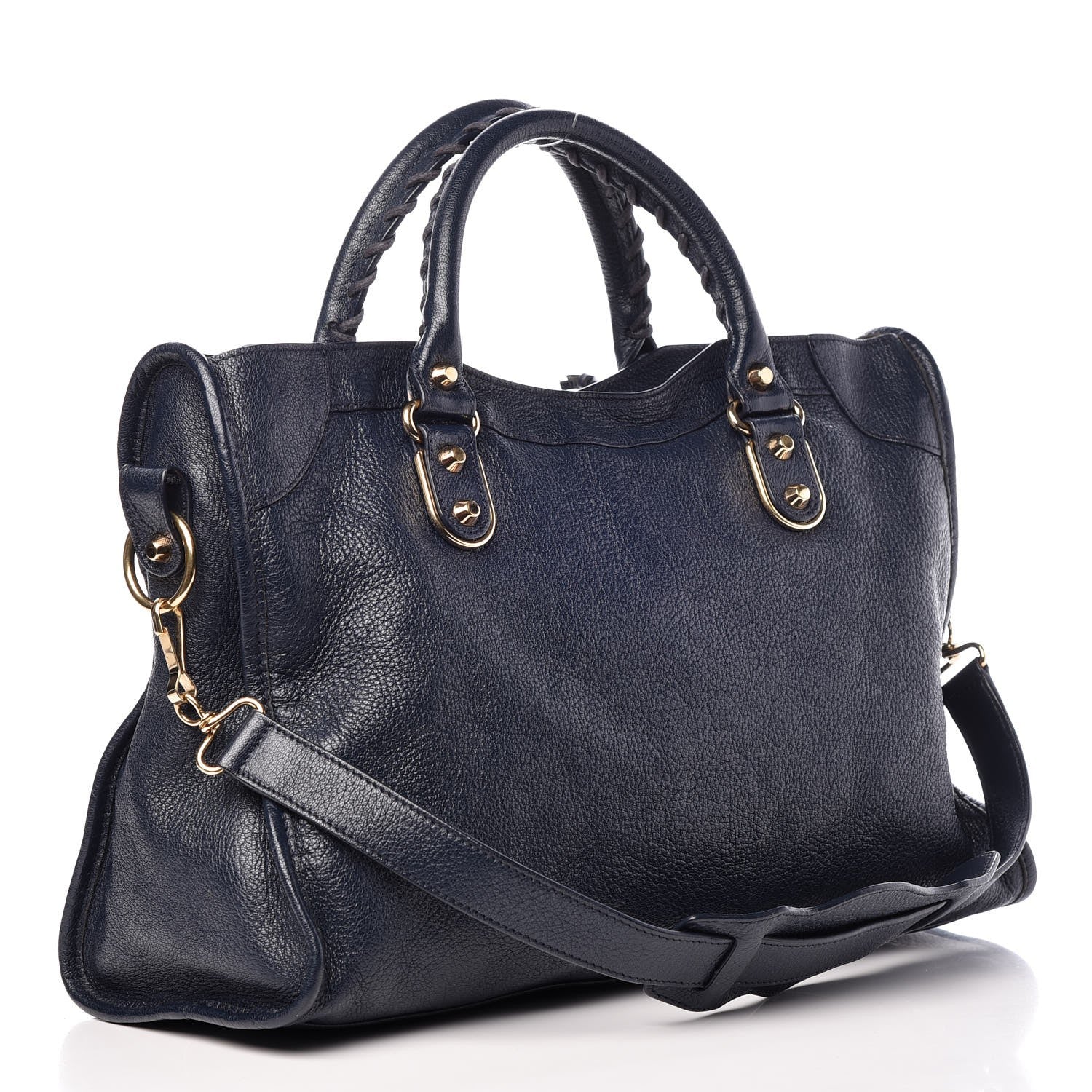 Balenciaga Chevre Gold Metallic Edge Hardware City Bleu Nuit Dark Sea 4 of 8