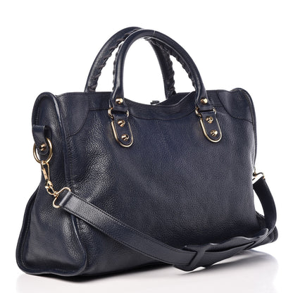 Balenciaga Chevre Gold Metallic Edge Hardware City Bleu Nuit Dark Sea 4 of 8