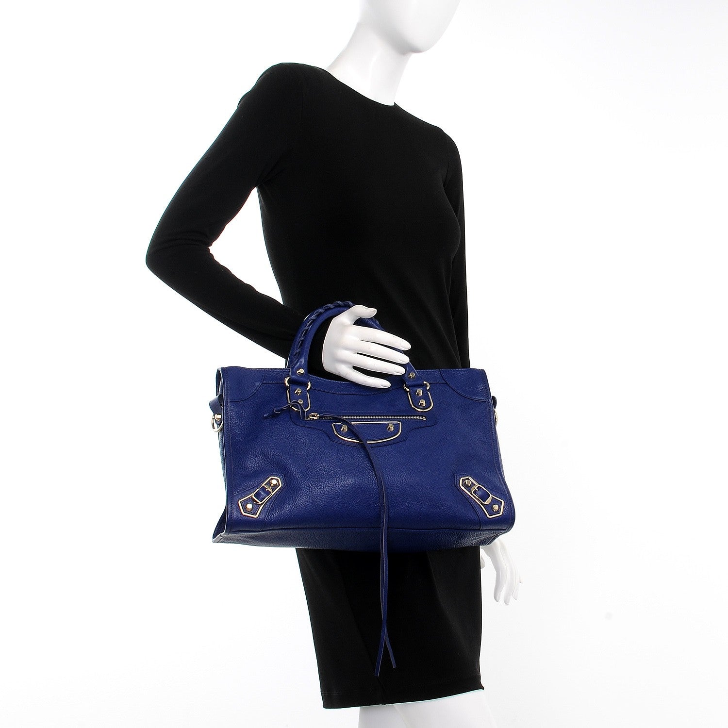 Balenciaga Chevre Gold Metallic Edge Hardware City Bleu Roi 3 of 8
