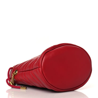 Gucci Calfskin Matelasse Mini GG Marmont 2.0 Bucket Bag Hibiscus Red 4 of 11