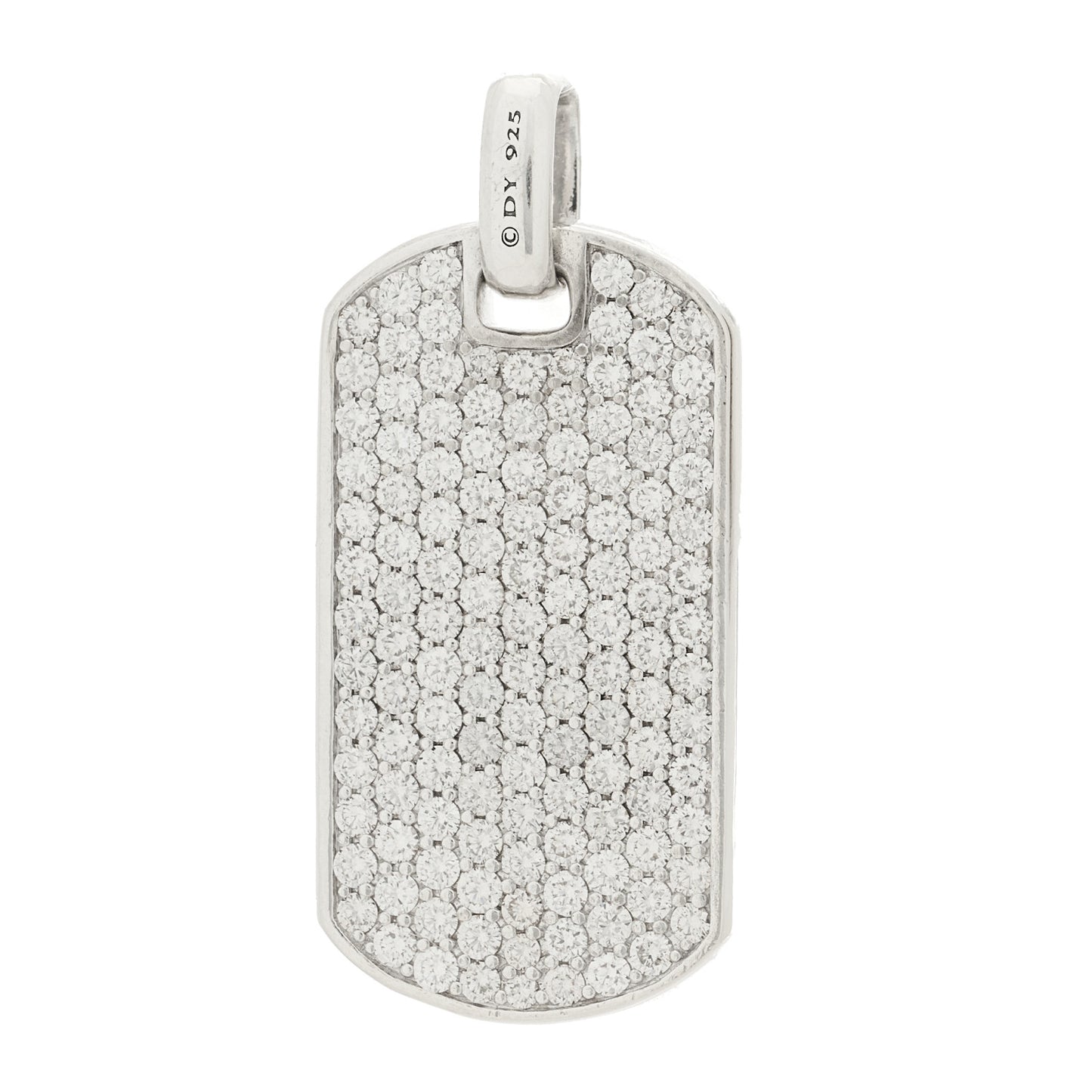 Sterling Silver Diamond 35mm Chevron Tag Pendant