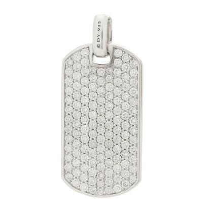 David Yurman Sterling Silver Diamond 35mm Chevron Tag Pendant 1 of 4